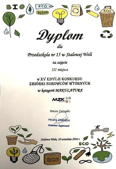 XV Edycja Konkursu Zbiórki Surowców Wtórnych